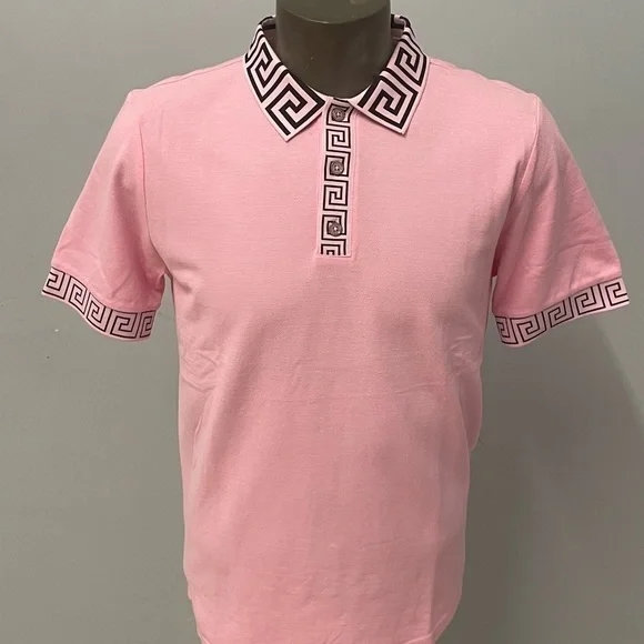 Prestige shirt polo pink modern fit 3 button top contrast collar - Picture 1 of 3